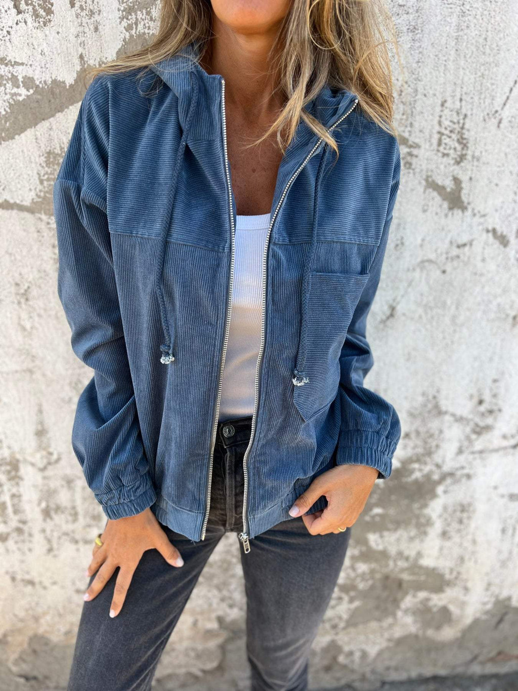 Cyrene | Trendy Corduroy Damesjas – Comfortabel Casual Jack met Capuchon en Zakken