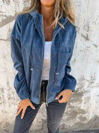 Cyrene | Trendy Corduroy Damesjas – Comfortabel Casual Jack met Capuchon en Zakken