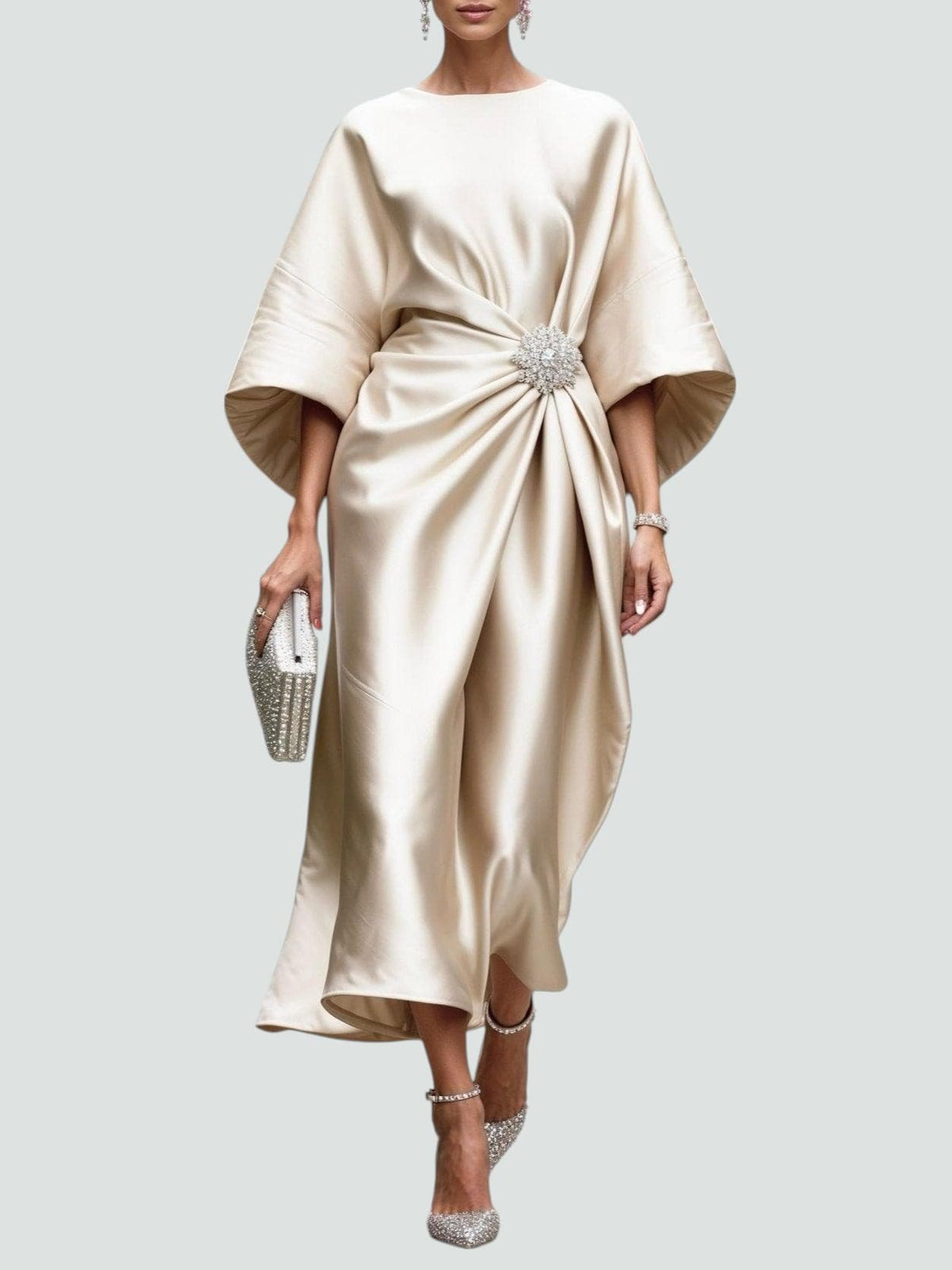 Joviana | Dames Luxe Satijnen Maxi Jurk – Elegante Avondjurk