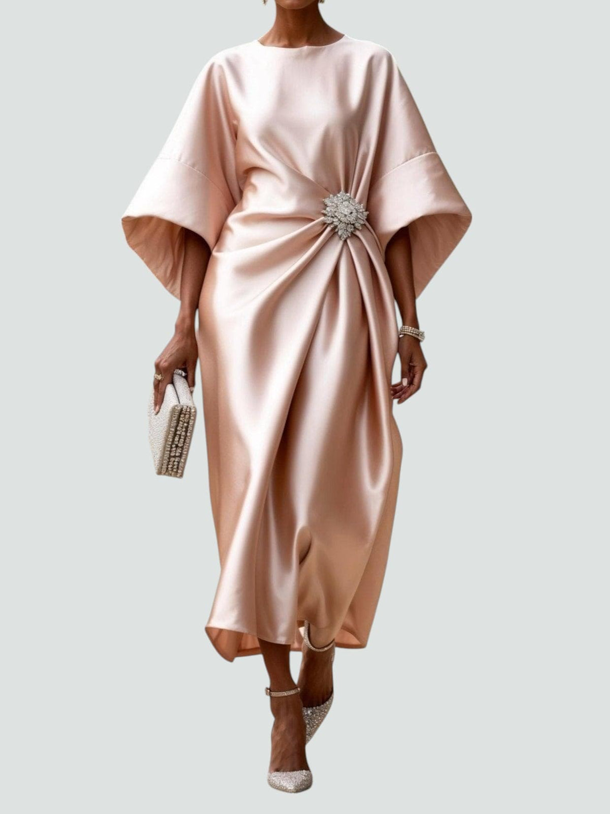 Joviana | Dames Luxe Satijnen Maxi Jurk – Elegante Avondjurk