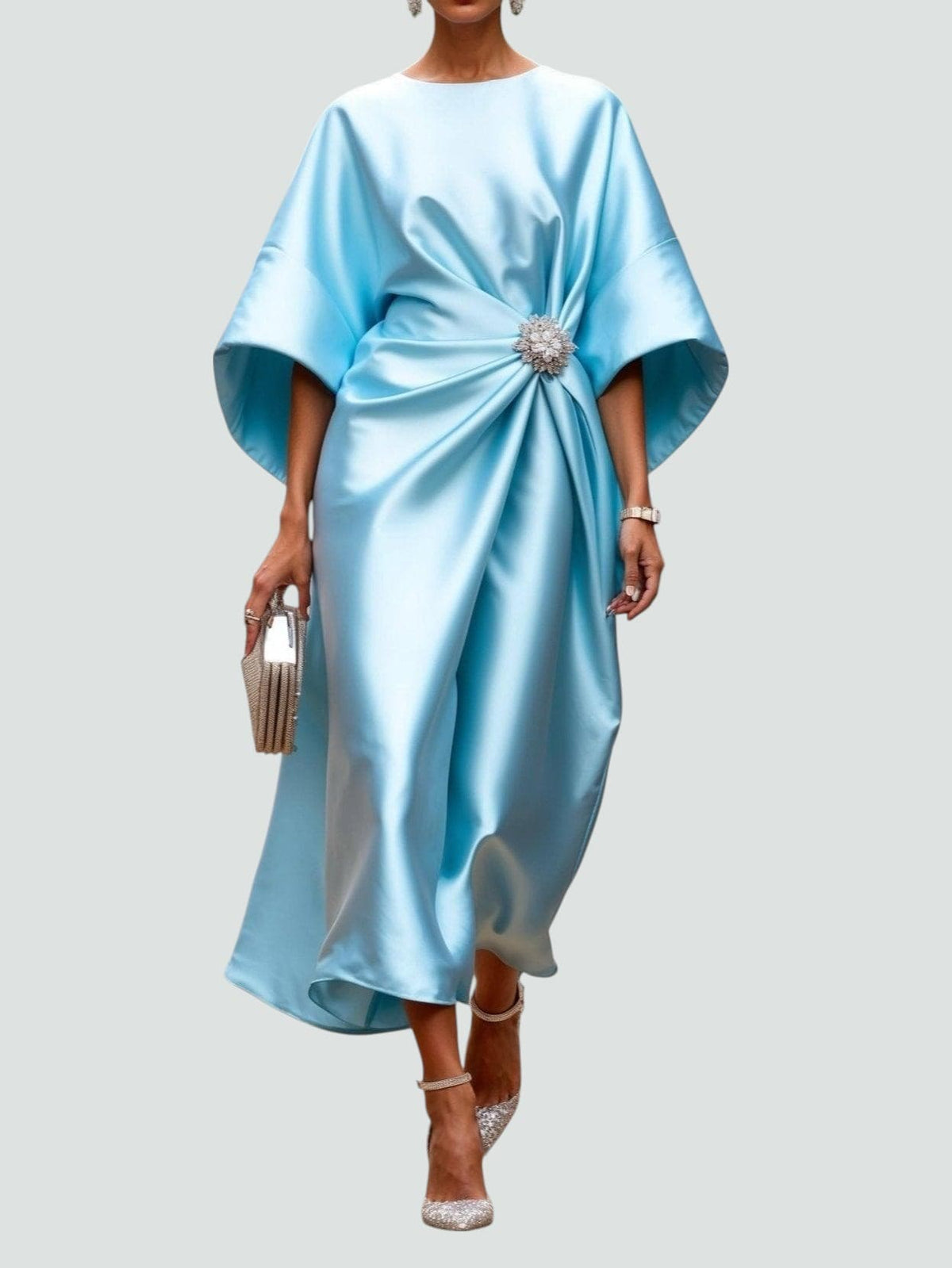 Joviana | Dames Luxe Satijnen Maxi Jurk – Elegante Avondjurk