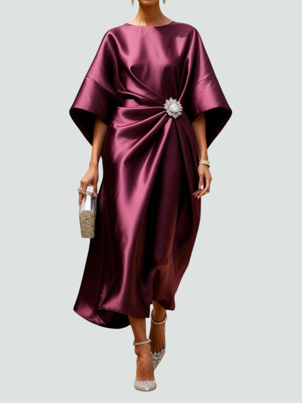 Joviana | Dames Luxe Satijnen Maxi Jurk – Elegante Avondjurk