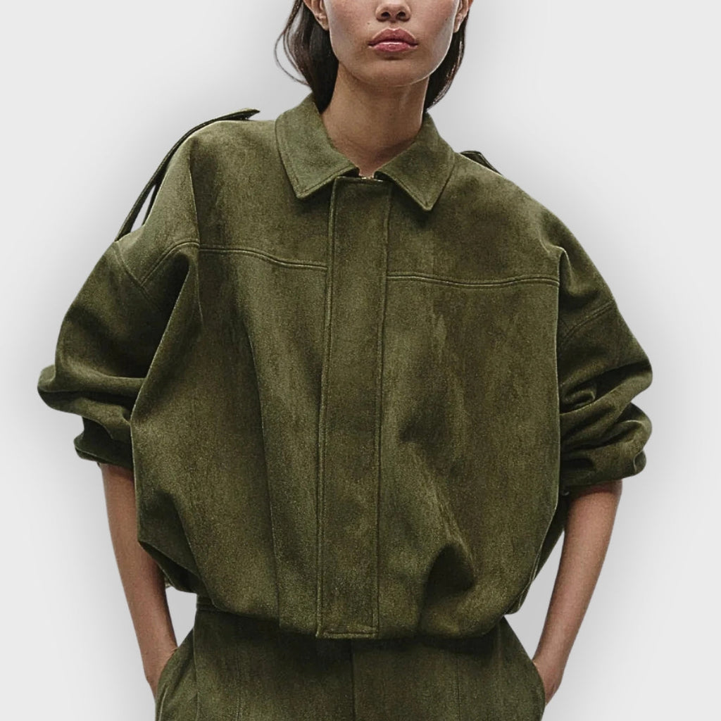 Joukje | Oversized Suède Jas Dames – Kunstleren Winterjas met Fleecevoering
