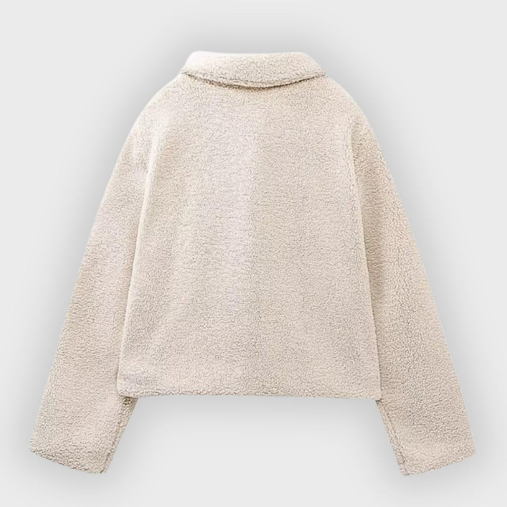 Aafje | Dames Cropped Fleece Jas – Warme Korte Jas van Polyesterfleece