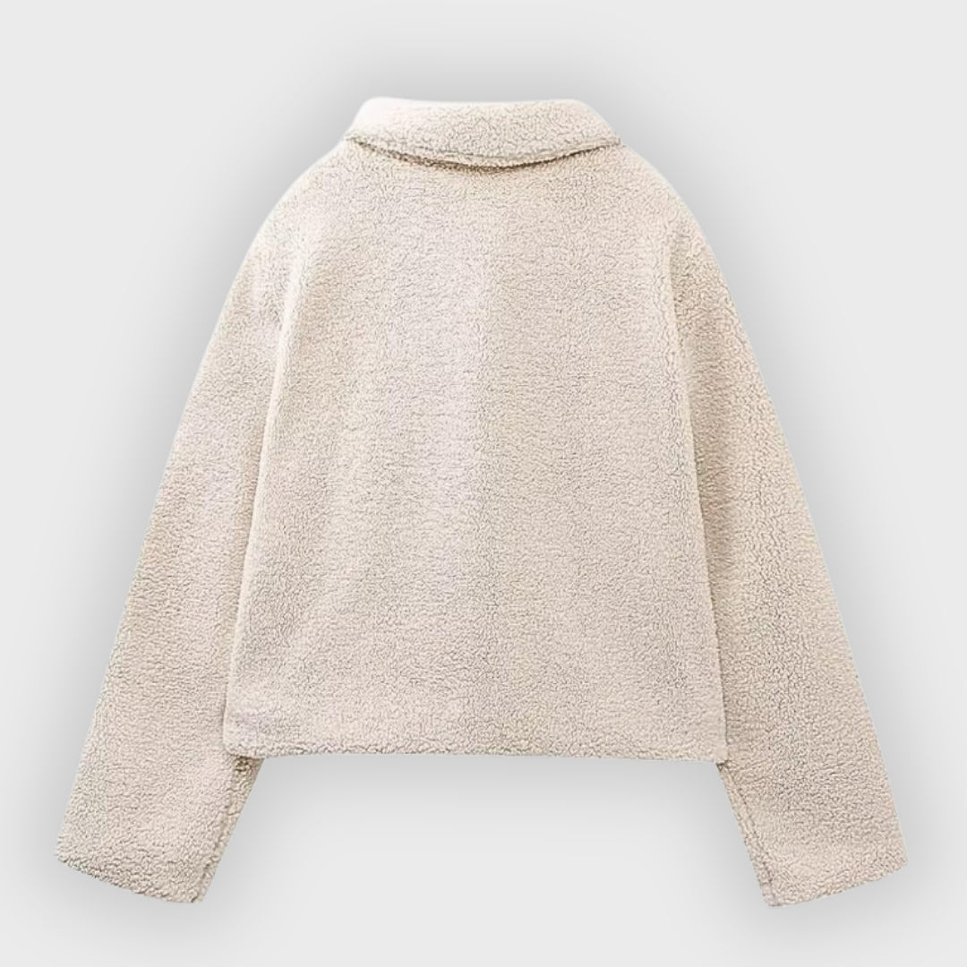 Aafje | Dames Cropped Fleece Jas – Warme Korte Jas van Polyesterfleece