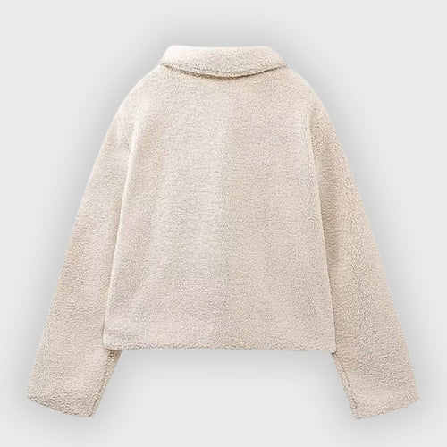 Aafje | Dames Cropped Fleece Jas – Warme Korte Jas van Polyesterfleece