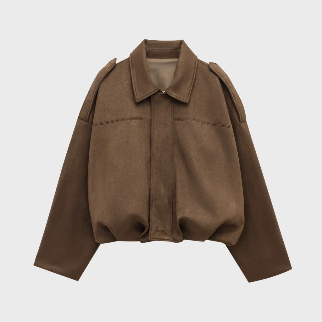 Joukje | Oversized Suède Jas Dames – Kunstleren Winterjas met Fleecevoering