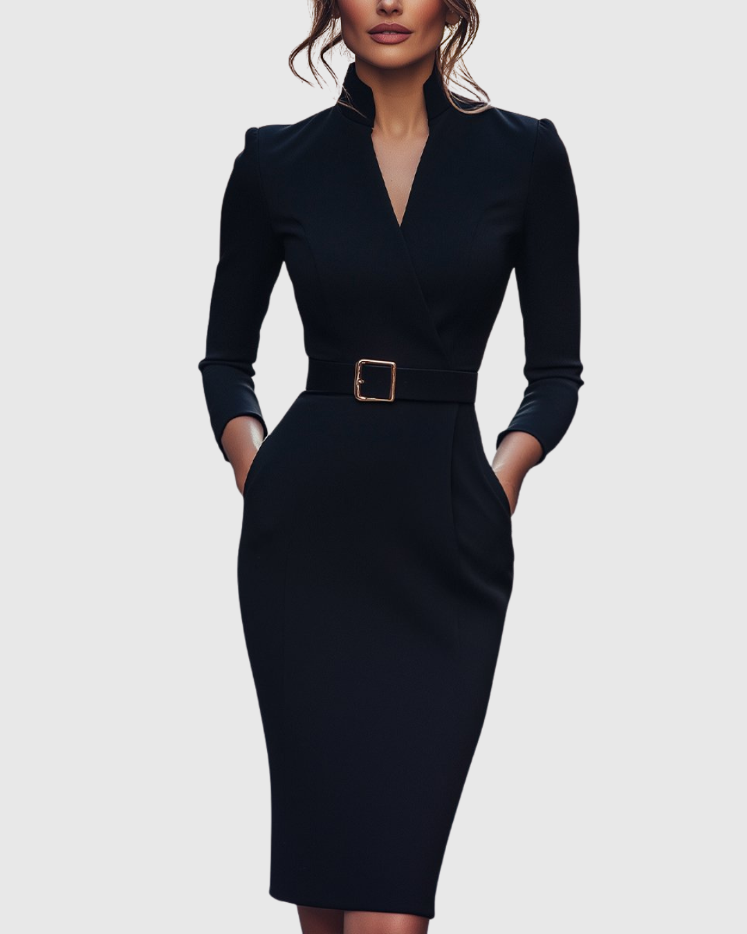 Serilda | Dames Midi Kokerjurk – Elegante Werkjurk