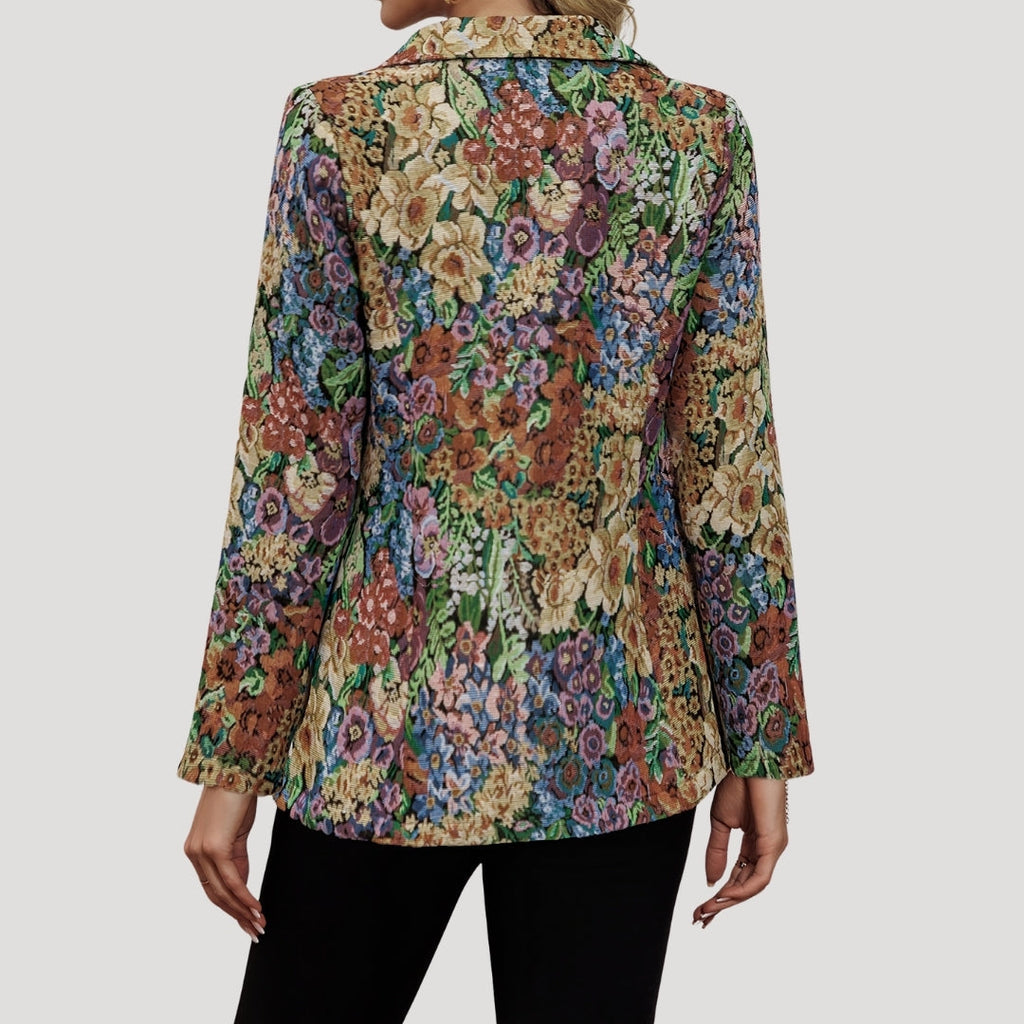 Liora | Dames bloemenwandtapijt blazer – smart-casual, elegant statement jasje
