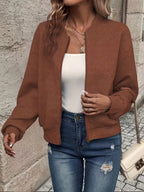 Minke | Casual damesvest met rits – Effen trui met lange mouwen