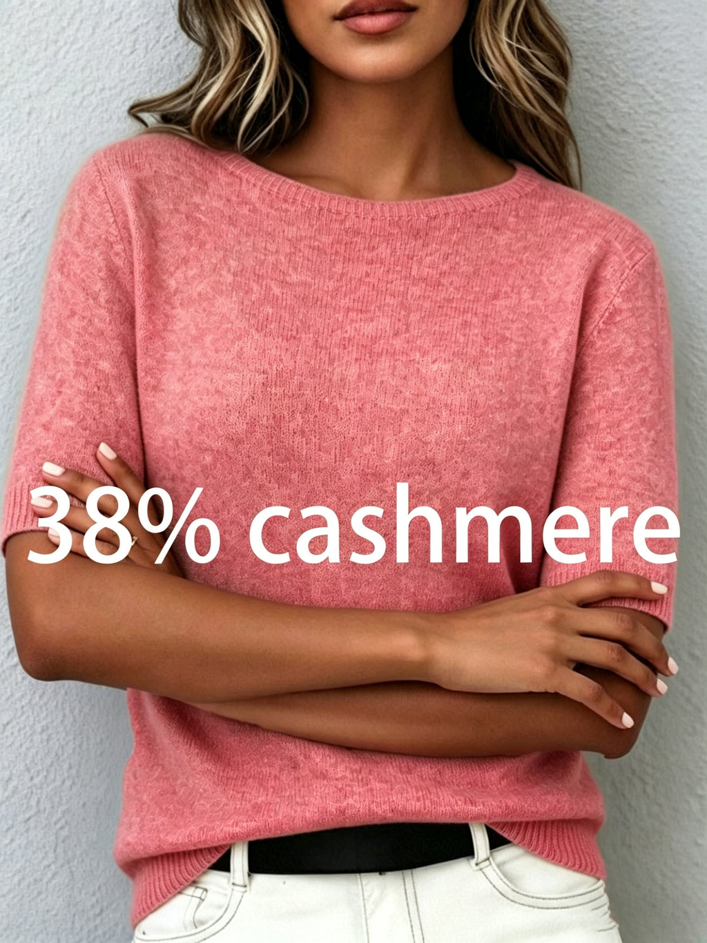 Idaline | Dames T-shirt met Korte Mouwen – Zachte Cashmere Look, Comfortabele Elegante Basic Top
