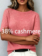 Idaline | Dames T-shirt met Korte Mouwen – Zachte Cashmere Look, Comfortabele Elegante Basic Top