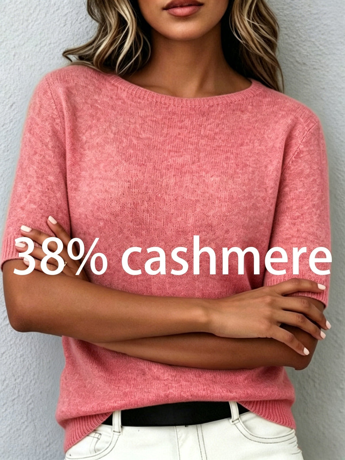 Idaline | Dames T-shirt met Korte Mouwen – Zachte Cashmere Look, Comfortabele Elegante Basic Top