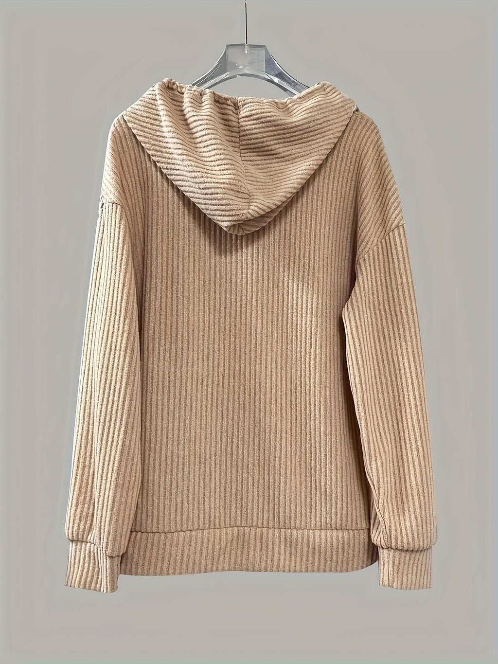 Maike | Geribbeld dames-sweatshirt met capuchon – Casual pullover met lange mouwen