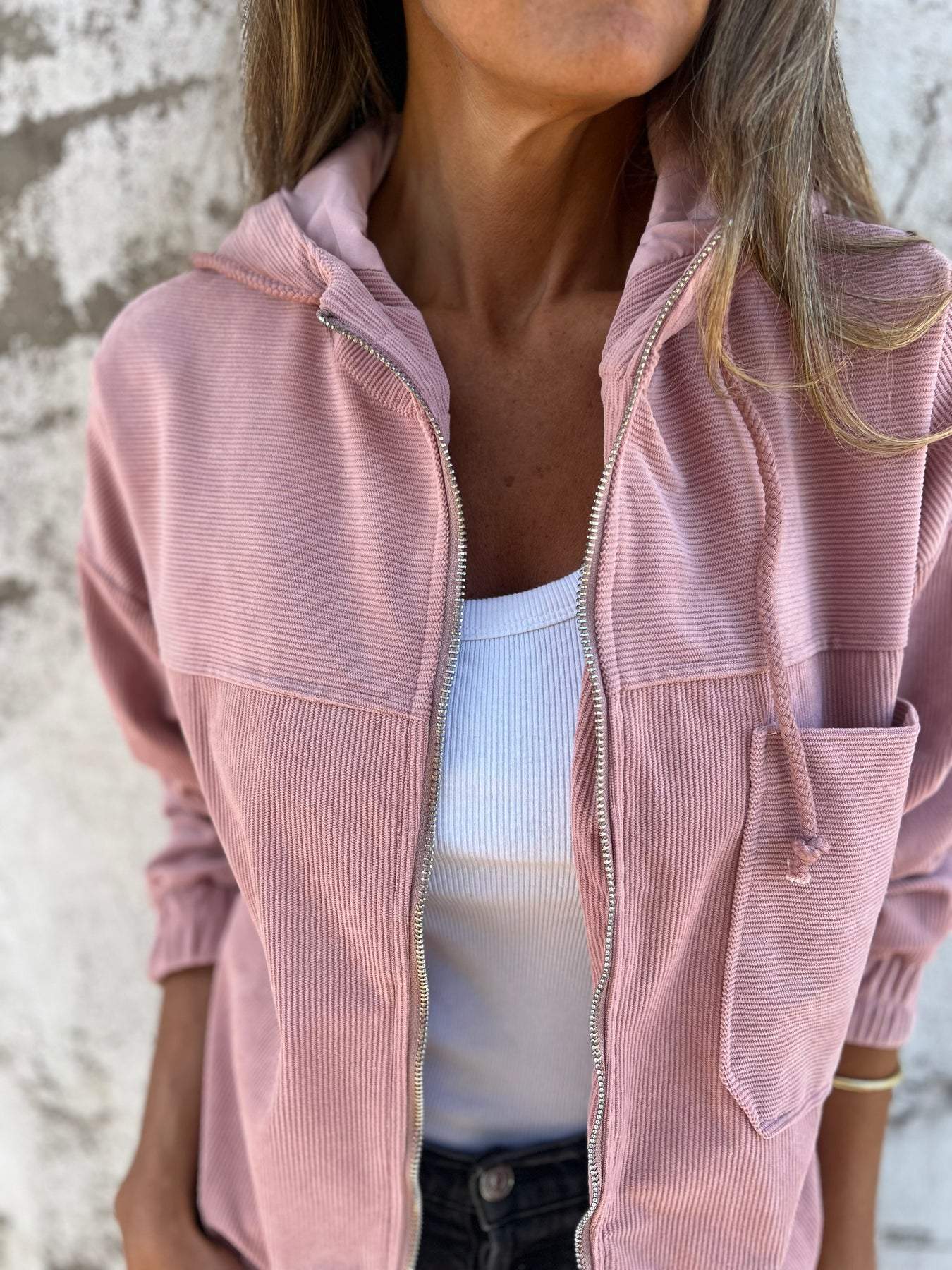 Cyrene | Trendy Corduroy Damesjas – Comfortabel Casual Jack met Capuchon en Zakken