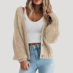 Velisse | Dames chunky knit cropped cardigan – knoopsluiting, chique casual laagjestrui
