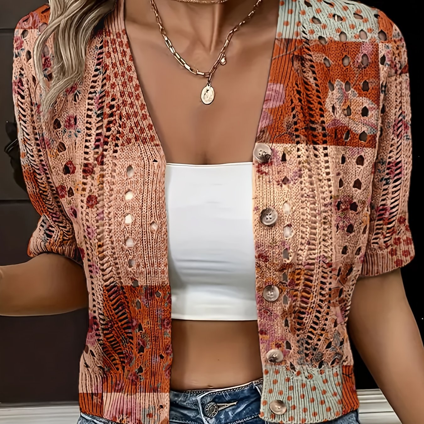 Oceira | Dames Boho Crochet Cardigan – Lichtgewicht Zomerse Trui, Open Voorzijde