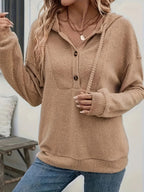 Maike | Geribbeld dames-sweatshirt met capuchon – Casual pullover met lange mouwen