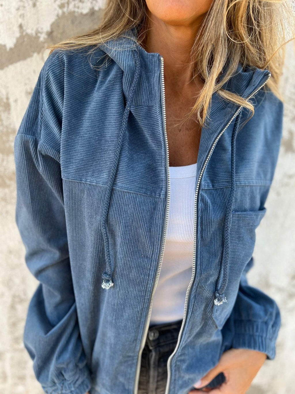 Cyrene | Trendy Corduroy Damesjas – Comfortabel Casual Jack met Capuchon en Zakken