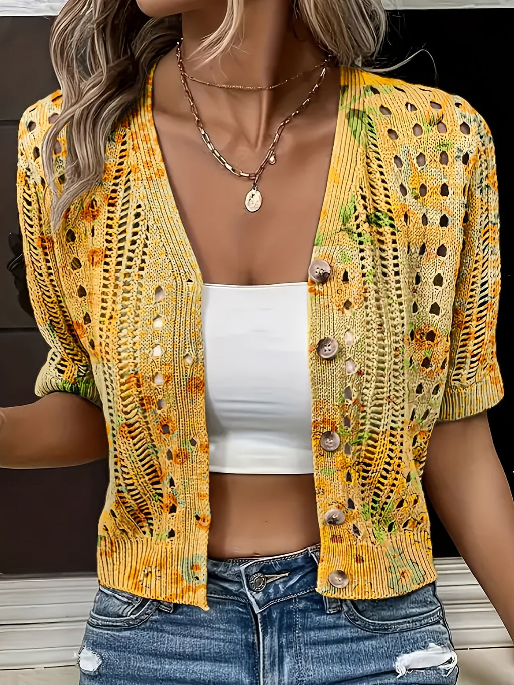 Oceira | Dames Boho Crochet Cardigan – Lichtgewicht Zomerse Trui, Open Voorzijde