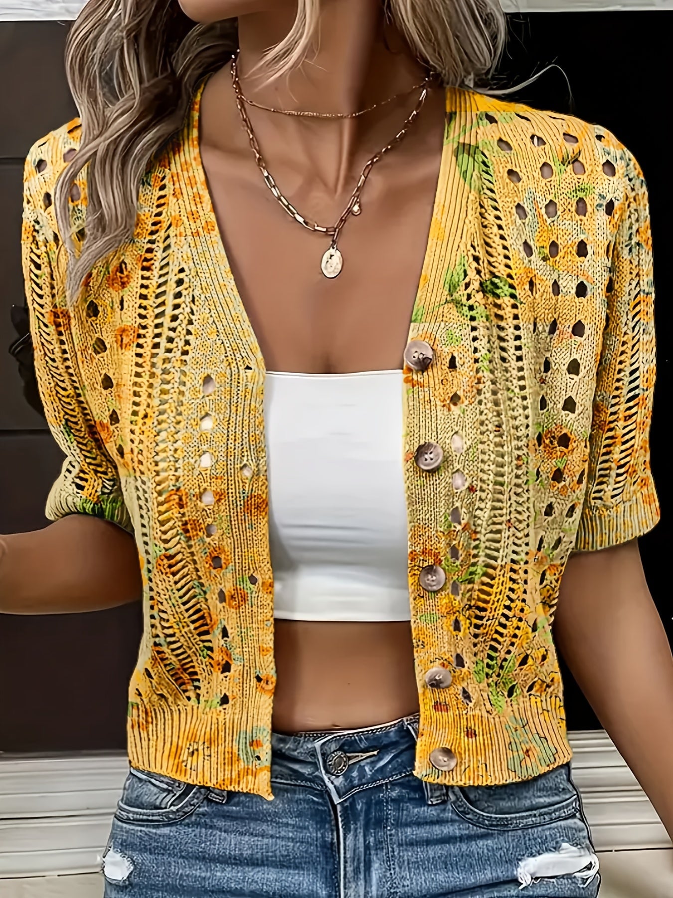 Oceira | Dames Boho Crochet Cardigan – Lichtgewicht Zomerse Trui, Open Voorzijde