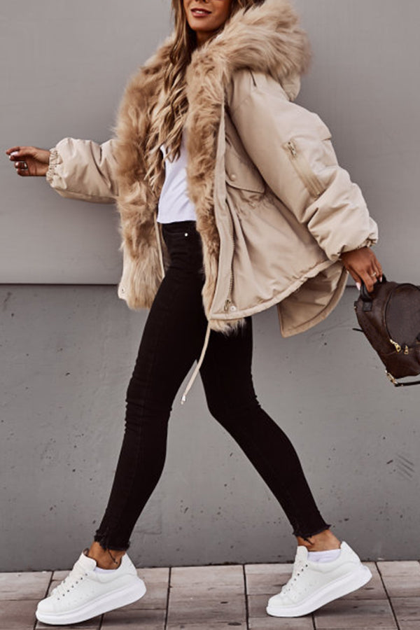Elisia | Dames Winterjas met Capuchon – Lange Parka met Imitatiebont, Winddicht & Warm