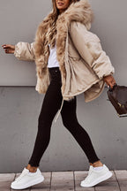 Elisia | Dames Winterjas met Capuchon – Lange Parka met Imitatiebont, Winddicht & Warm
