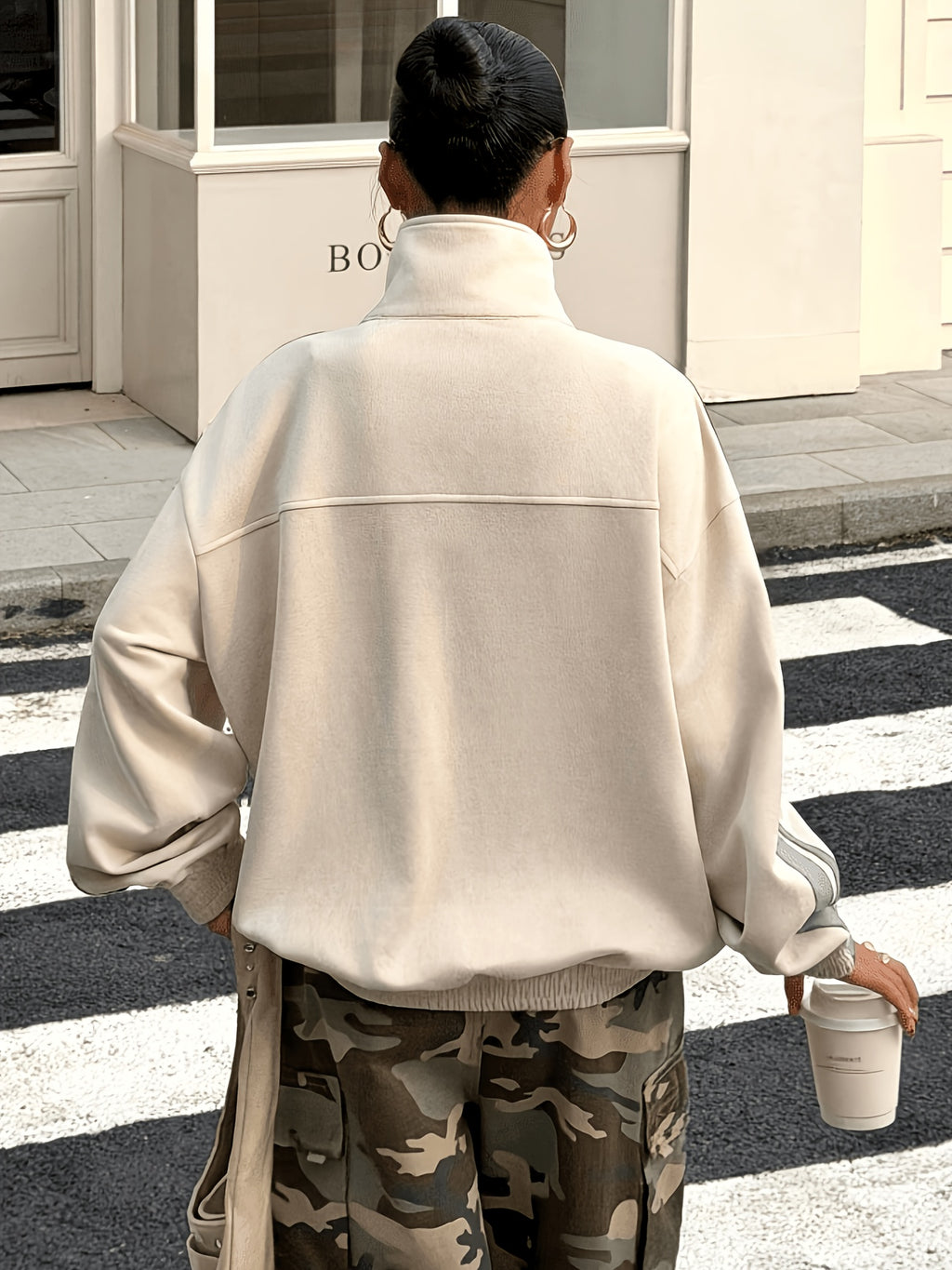 Brigitta | Damesjas met Opstaande Kraag, Gestreepte Details en Knopen – Lichtgewicht Casual Jas