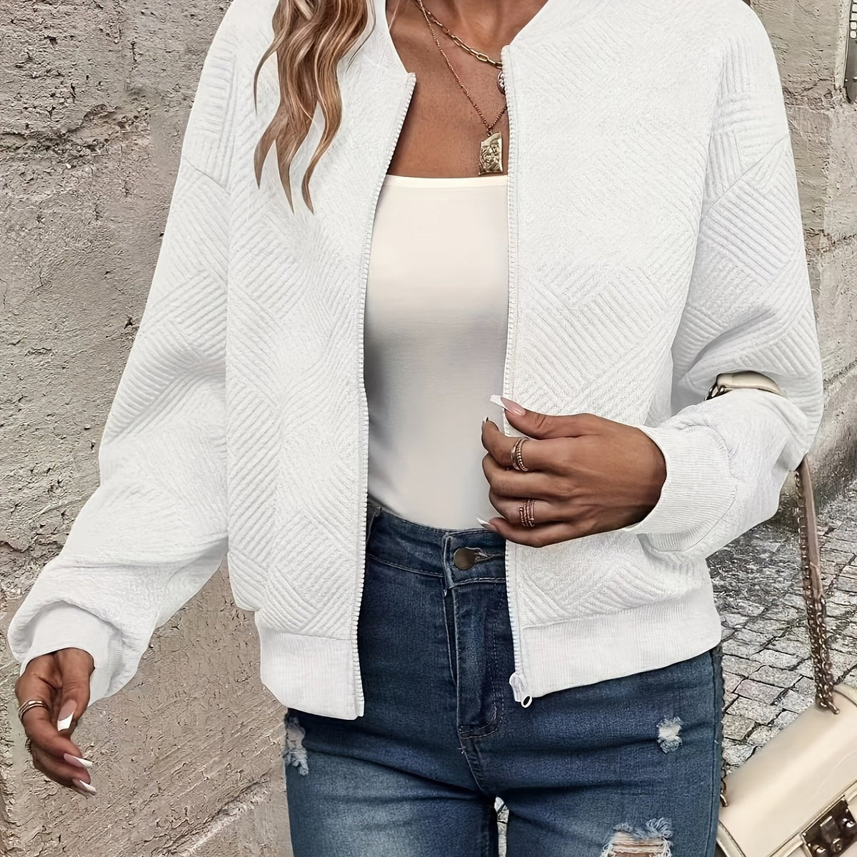 Minke | Casual damesvest met rits – Effen trui met lange mouwen