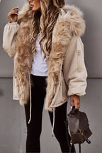 Elisia | Dames Winterjas met Capuchon – Lange Parka met Imitatiebont, Winddicht & Warm