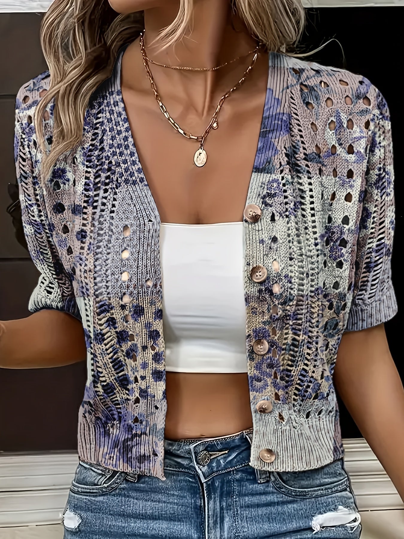 Oceira | Dames Boho Crochet Cardigan – Lichtgewicht Zomerse Trui, Open Voorzijde