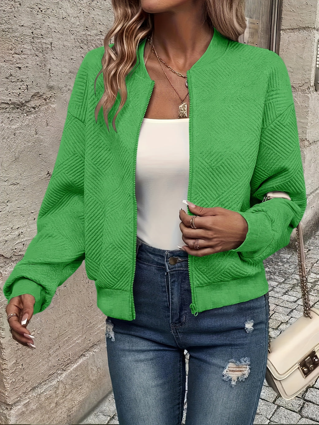 Minke | Casual damesvest met rits – Effen trui met lange mouwen