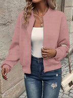 Minke | Casual damesvest met rits – Effen trui met lange mouwen