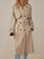 Ottilie | Lange trenchcoat voor dames – met dubbele knoopsluiting en gekerfde kraag