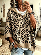 arcelina | Dameshoodie met Luipaardprint – Oversized Sweater met Capuchon