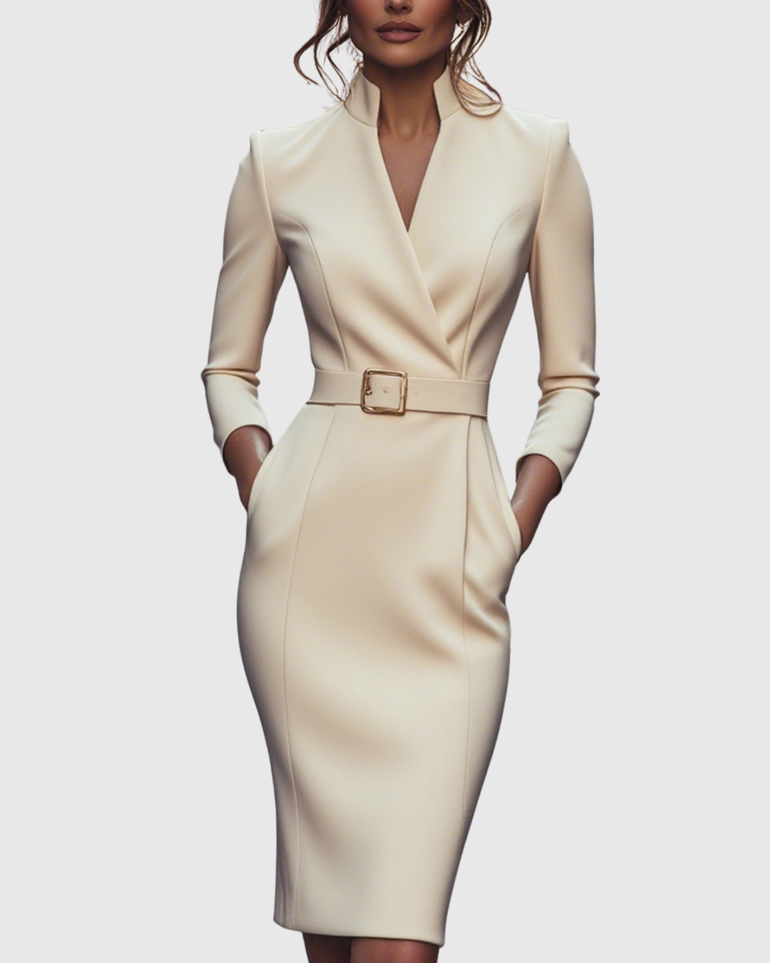 Serilda | Dames Midi Kokerjurk – Elegante Werkjurk