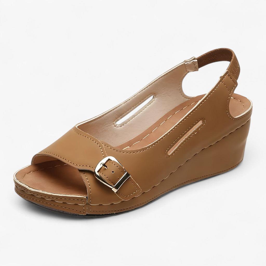 Fioryn | Comfortabele sandalen met sleehak – Casual damesschoenen van zwart leer