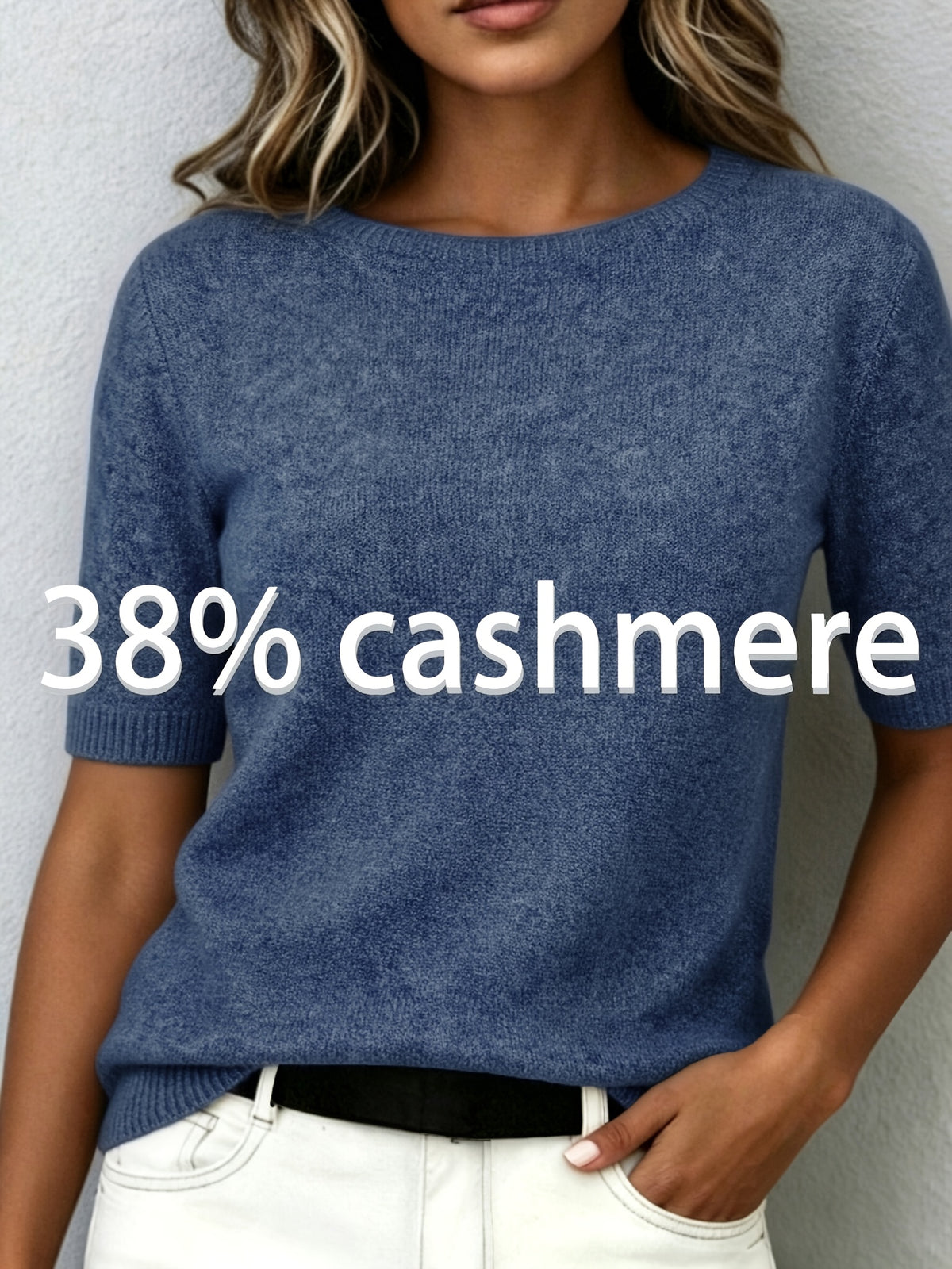 Idaline | Dames T-shirt met Korte Mouwen – Zachte Cashmere Look, Comfortabele Elegante Basic Top