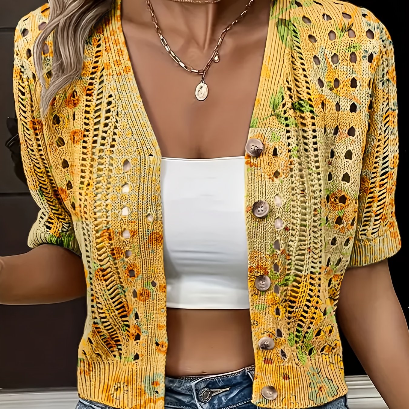 Oceira | Dames Boho Crochet Cardigan – Lichtgewicht Zomerse Trui, Open Voorzijde
