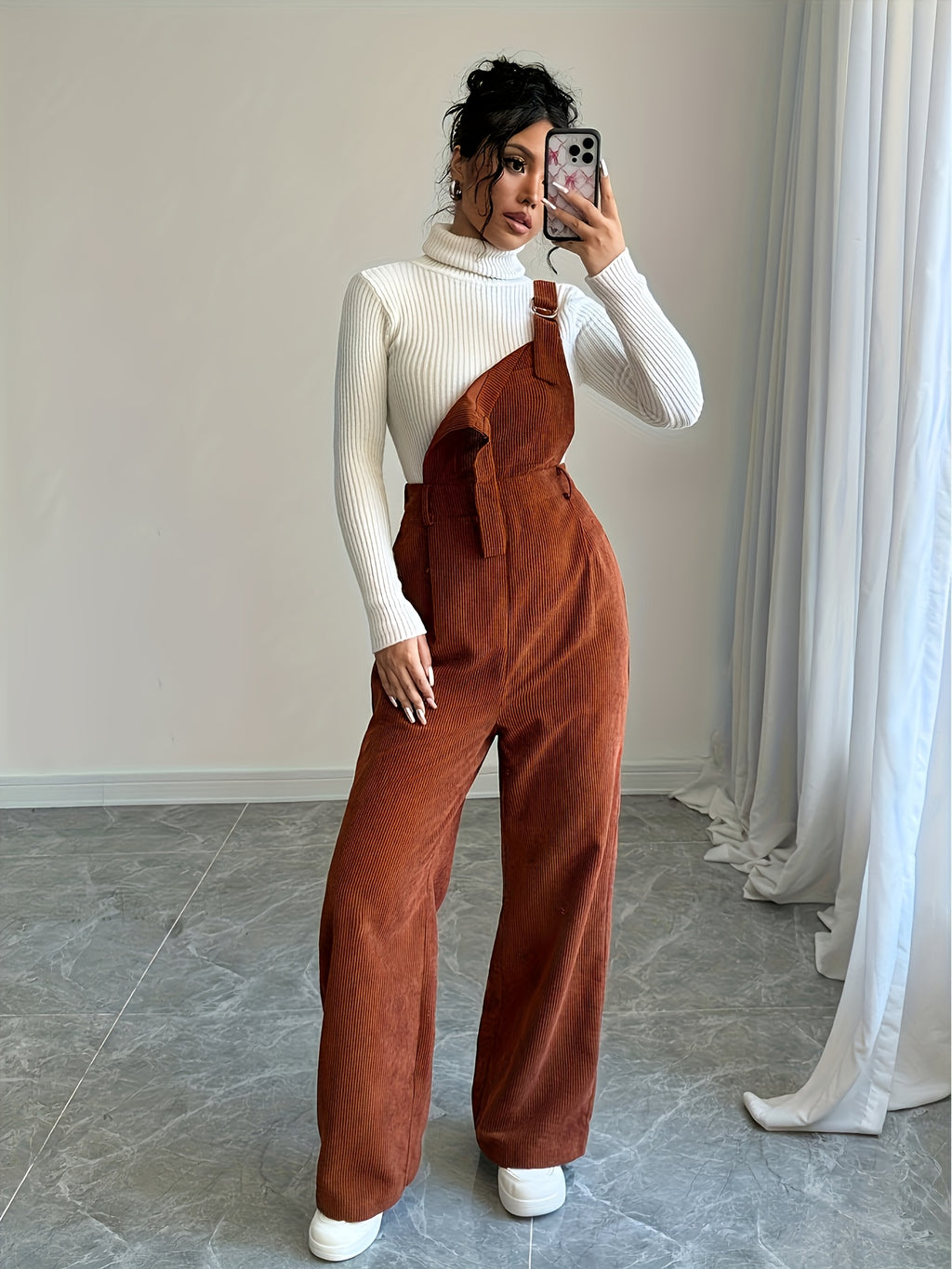 Avenora | Corduroy jumpsuit voor dames – Brede schouderbanden
