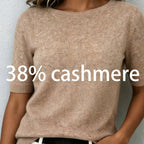 Idaline | Dames T-shirt met Korte Mouwen – Zachte Cashmere Look, Comfortabele Elegante Basic Top