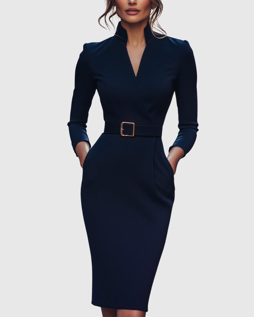 Serilda | Dames Midi Kokerjurk – Elegante Werkjurk