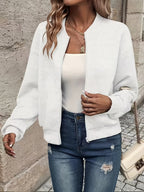 Minke | Casual damesvest met rits – Effen trui met lange mouwen