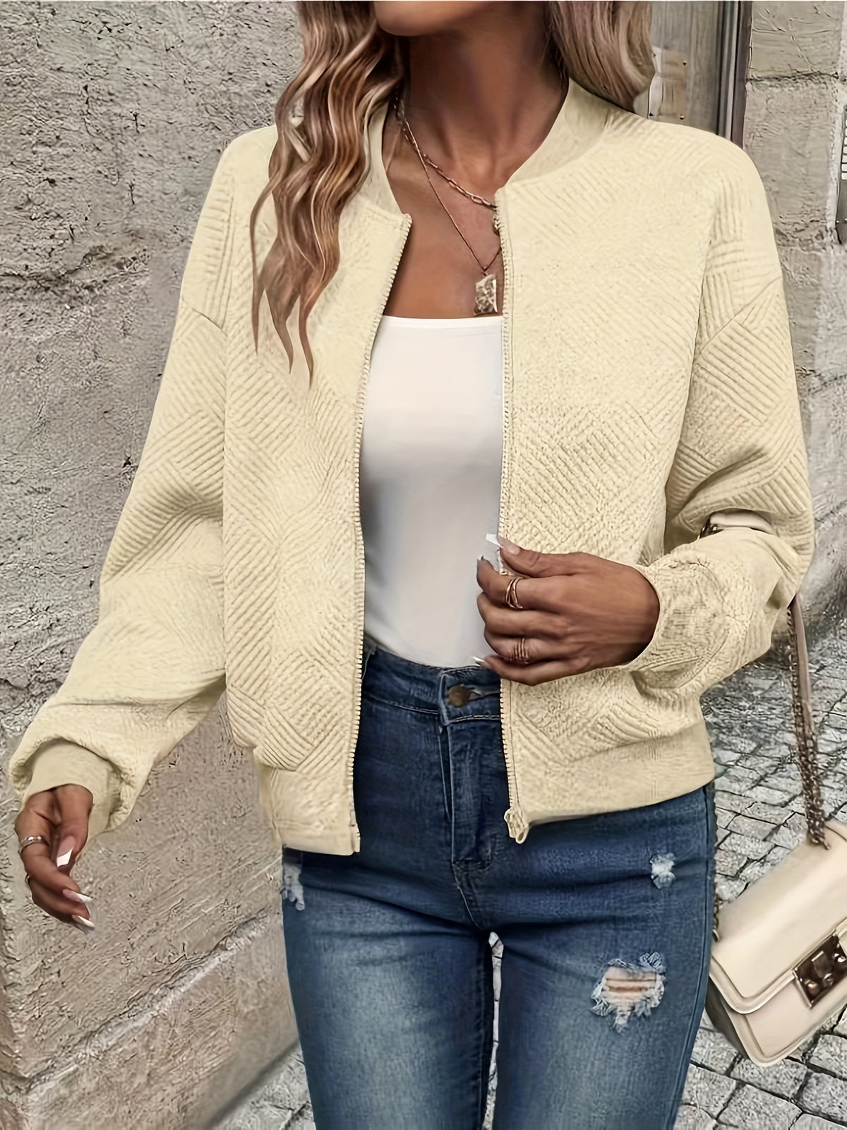 Minke | Casual damesvest met rits – Effen trui met lange mouwen