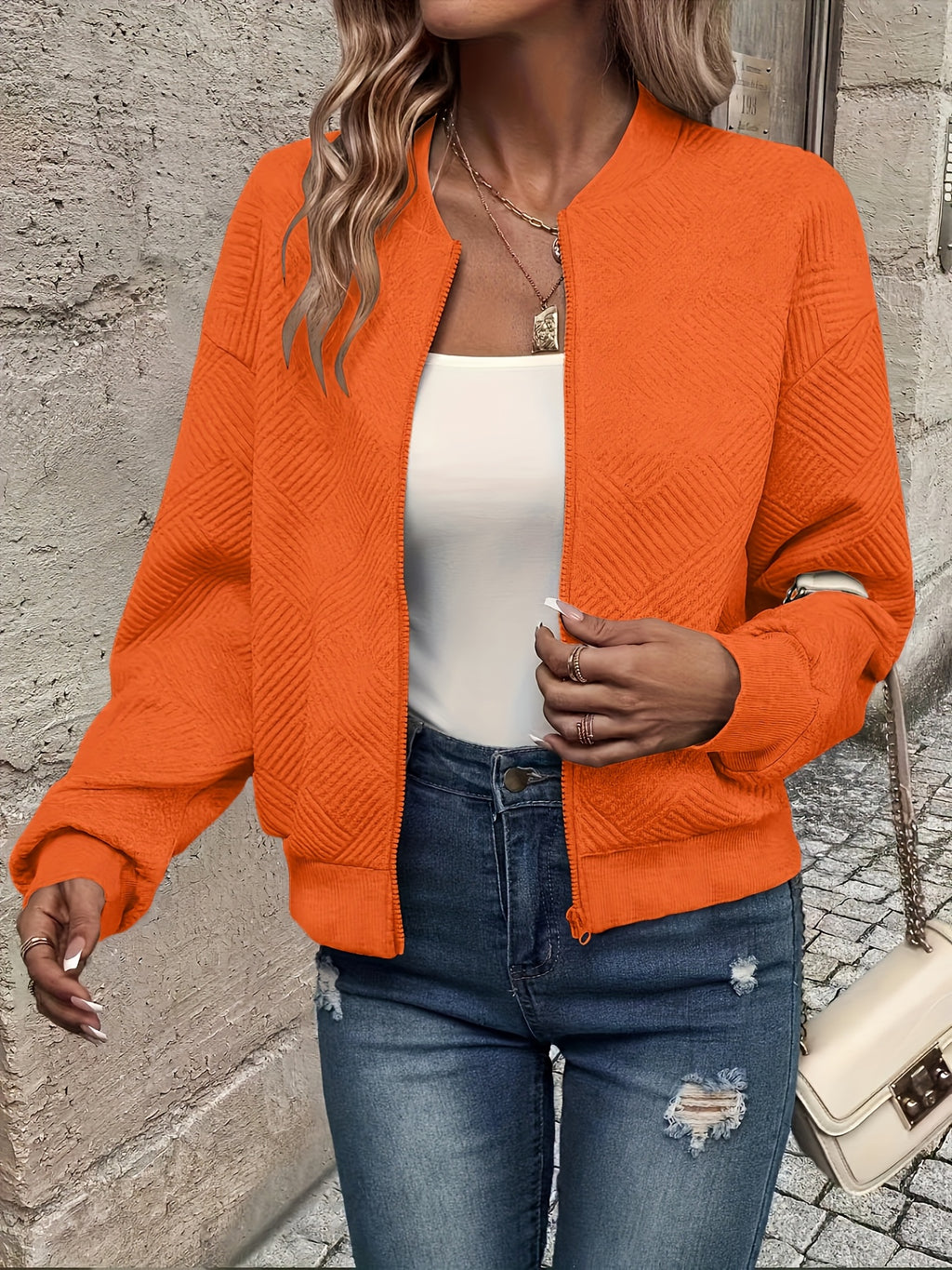 Minke | Casual damesvest met rits – Effen trui met lange mouwen