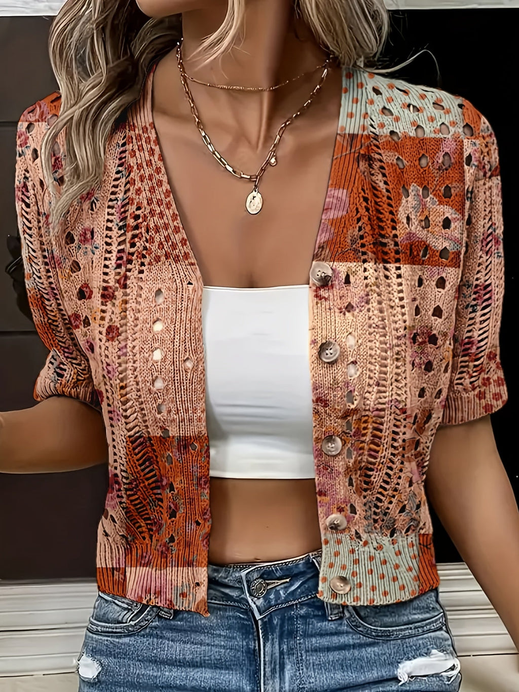 Oceira | Dames Boho Crochet Cardigan – Lichtgewicht Zomerse Trui, Open Voorzijde
