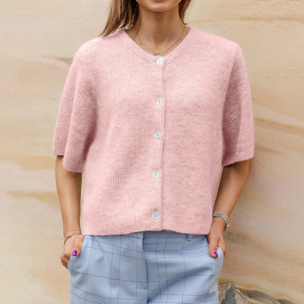 Roelina | Gebreid Vest Dames met Korte Mouwen – Lichtgewicht Cardigan