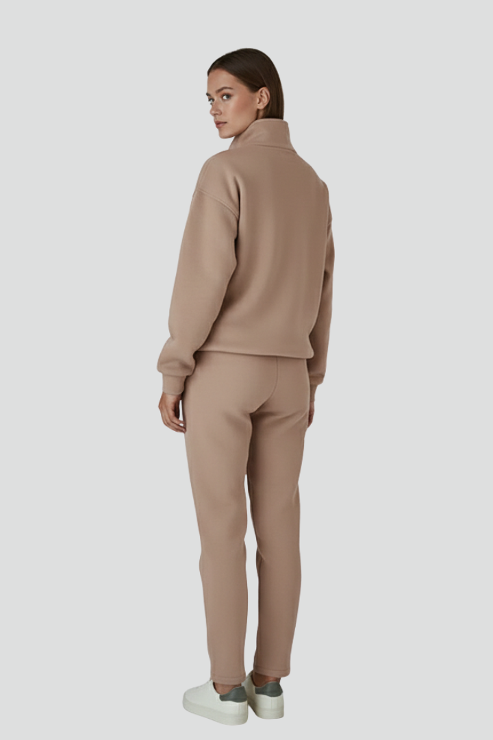 Ainsley | Dames Casual Tweedelige Set – Top met Halve Rits & Stretch Joggingbroek