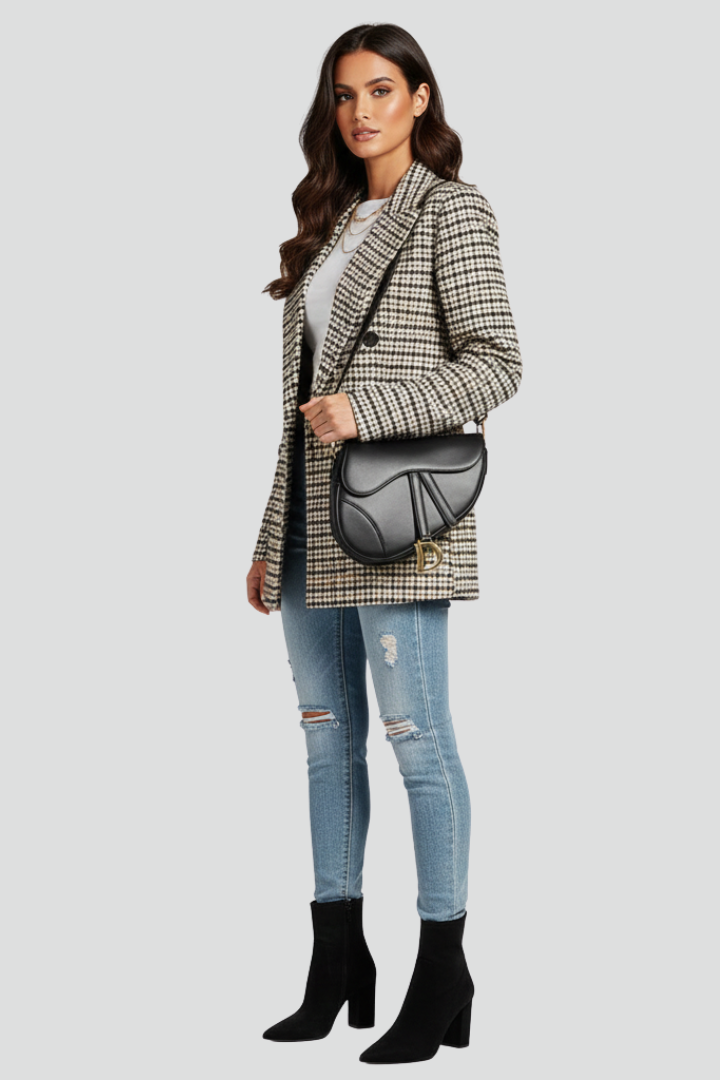 Arlen | Dames Geruite Blazer – Getailleerde Blazer met Knoopsluiting en Reverskraag