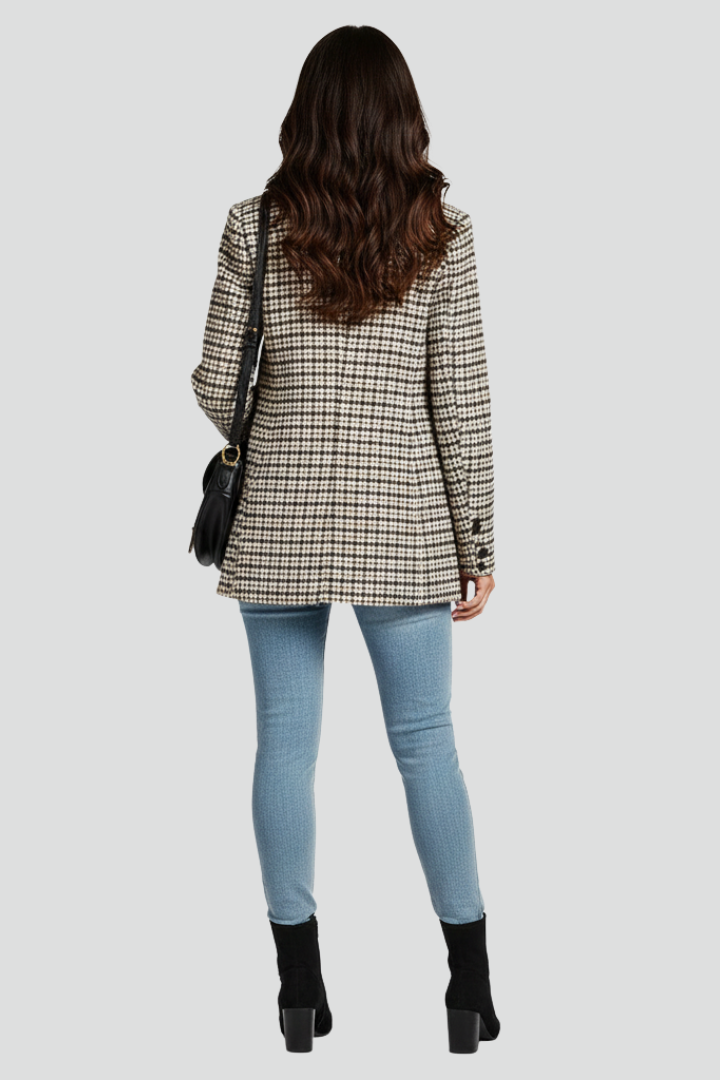 Arlen | Dames Geruite Blazer – Getailleerde Blazer met Knoopsluiting en Reverskraag